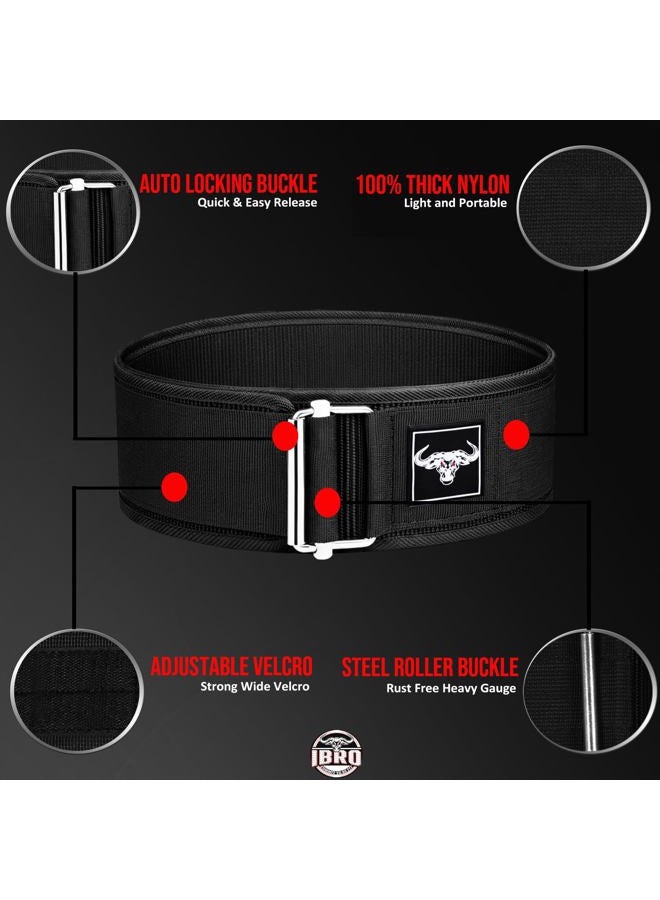 IBRO Quick Locking Premium Weight Lifting Belt - Unrivaled Back Support for Powerlifting, Cross Training, Olympic Lifting & Bodybuilding - 4 Inch Nylon Gym Belt for Men and Women with Metal Buckle for - Image 2