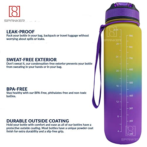 Spanker You Did It Motivational Leakproof Water Bottle with Strap 30Oz (900 ML), Time Marker, BPA Free Fitness Sports Water Bottle, (YELLOW Purple) SSTP - Image 2