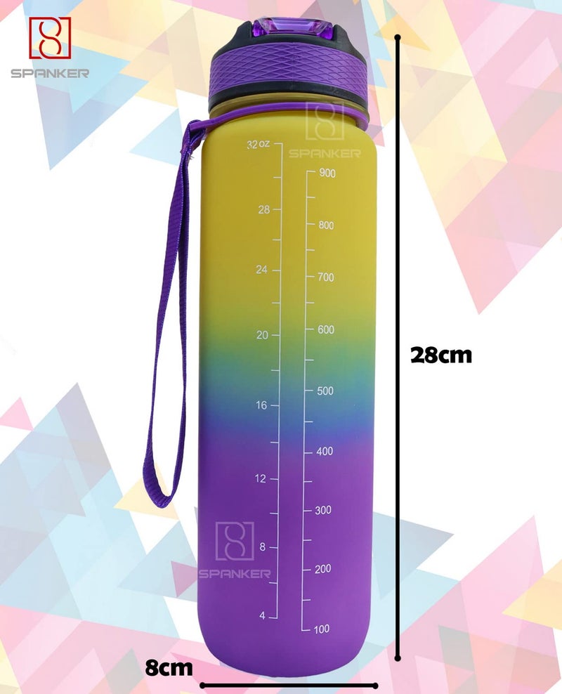 Spanker You Did It Motivational Leakproof Water Bottle with Strap 30Oz (900 ML), Time Marker, BPA Free Fitness Sports Water Bottle, (YELLOW Purple) SSTP - Image 5