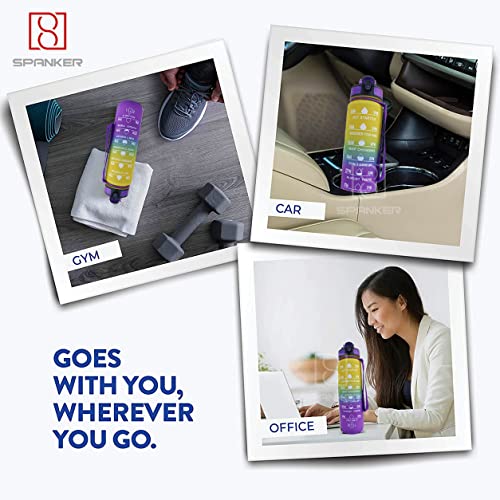 Spanker You Did It Motivational Leakproof Water Bottle with Strap 30Oz (900 ML), Time Marker, BPA Free Fitness Sports Water Bottle, (YELLOW Purple) SSTP - Image 4