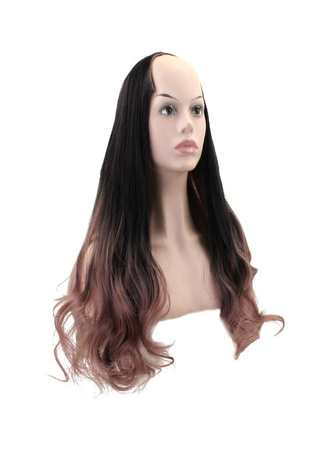 NIBEMINENT Long Curly Hair Extension Wig Black/Brown 28inch - Image 1