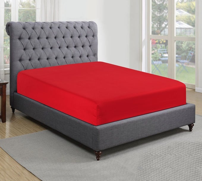 200 THREAD COUNT 100 EGYPTIAN COTTON FITTED SHEET SINGLE RED