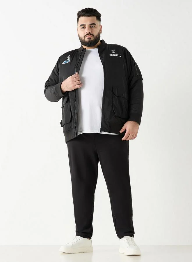 Splash FAV Plus Size Printed Zip Through Bomber Jacket with Pockets