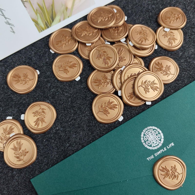 Pilloze 50 Pcs Antique Gold Wax Seal Stickers Self- Adhesive Wedding Invitation Seal Stickers, Perfect for Wedding Invitation, Envelopes Christmas Cards, Gift Wrapping, Good Adhesion and Easy to Use - Image 4
