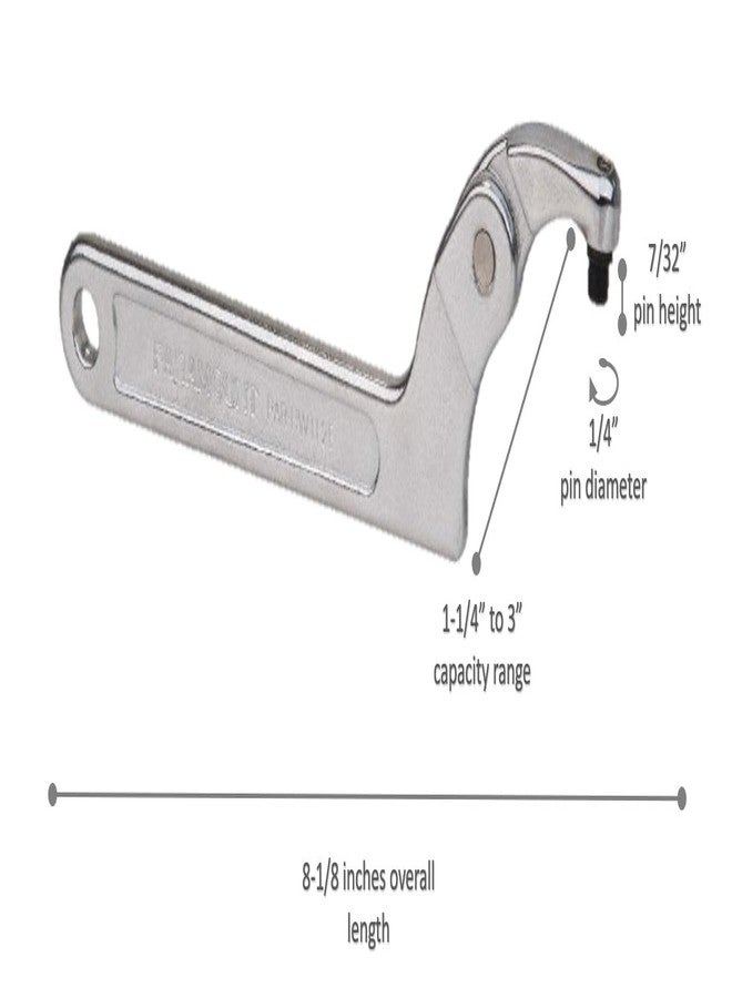 Paramount Adjustable Spanner Wrench: 7/32" Pin Height x 1/4" Pin Diam, 1-1/4" to 3" Capacity - Image 3