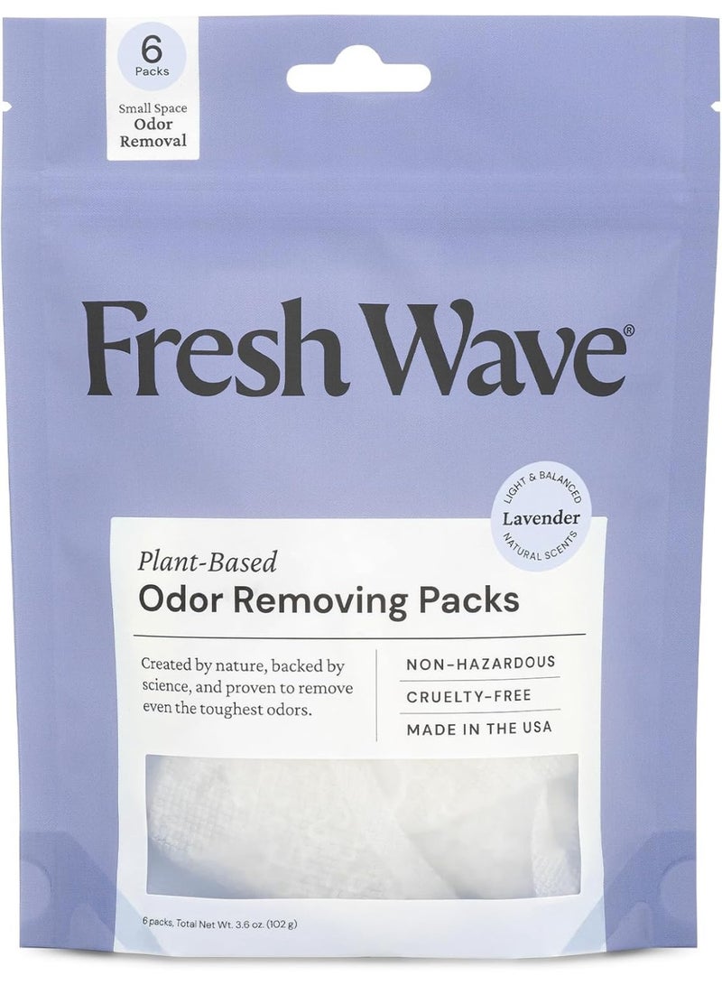 Fresh Wave Lavender Odor Eliminating & Deodorizing Packs | Bag of 6 | Safer Odor Relief for Small Spaces | Natural Plant-Based Odor Eliminator | Odor Absorbers for Home - Image 1