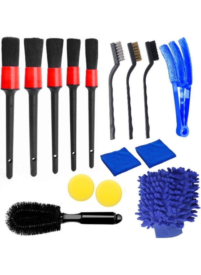NIBEMINENT 15-Piece Bristle Car Cleaner Brush Set Multicolour 27.00 x 18 10cm - Image 1