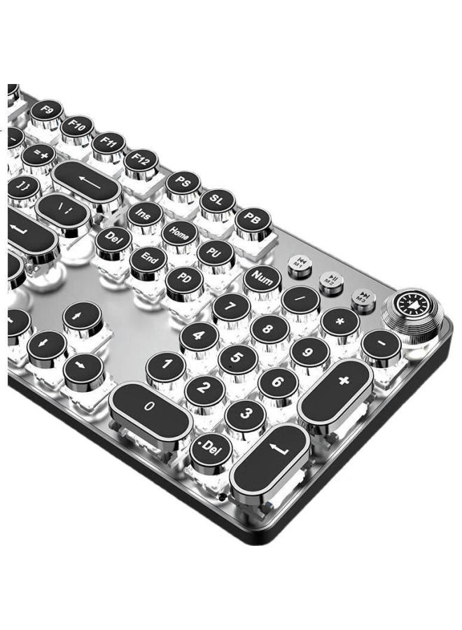 Eweadn Tk100 Punk Mechanical Keyboard And Mouse Set, E-Sports Gaming Wired Desktop And Laptop Keyboard And Mouse, Office Retro Peripherals, Pubg, Black With White Backlight And Black Switches - Image 2