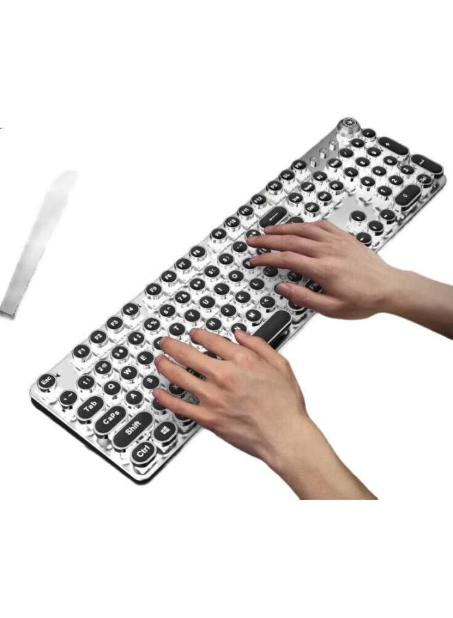 Eweadn Tk100 Punk Mechanical Keyboard And Mouse Set, E-Sports Gaming Wired Desktop And Laptop Keyboard And Mouse, Office Retro Peripherals, Pubg, Black With White Backlight And Black Switches - Image 3