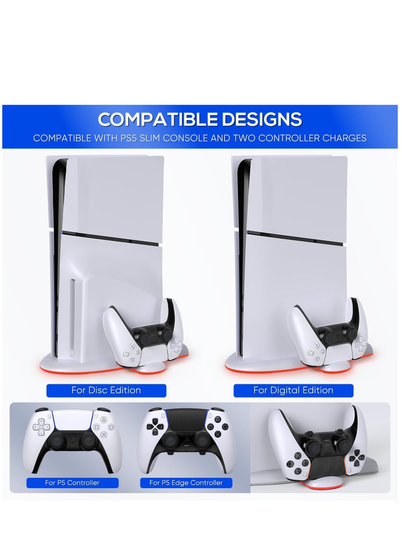 Generic - Charging Stand with Cooling Fan For PS5 Slim Console Dual Controller Charger Station with 9 RGB Light for DualSense/Edge Quiet Cooling System Accessories for Playstation Slim Digital/Disc - Image 1