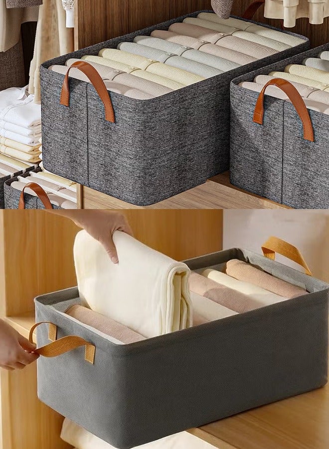 6 Pieces Frame Clothes Storage Basket Dual Handle Organizer Bin Organization Box  Double Layer Thickened for Laundry Room Bedroom（Grey） - Image 4