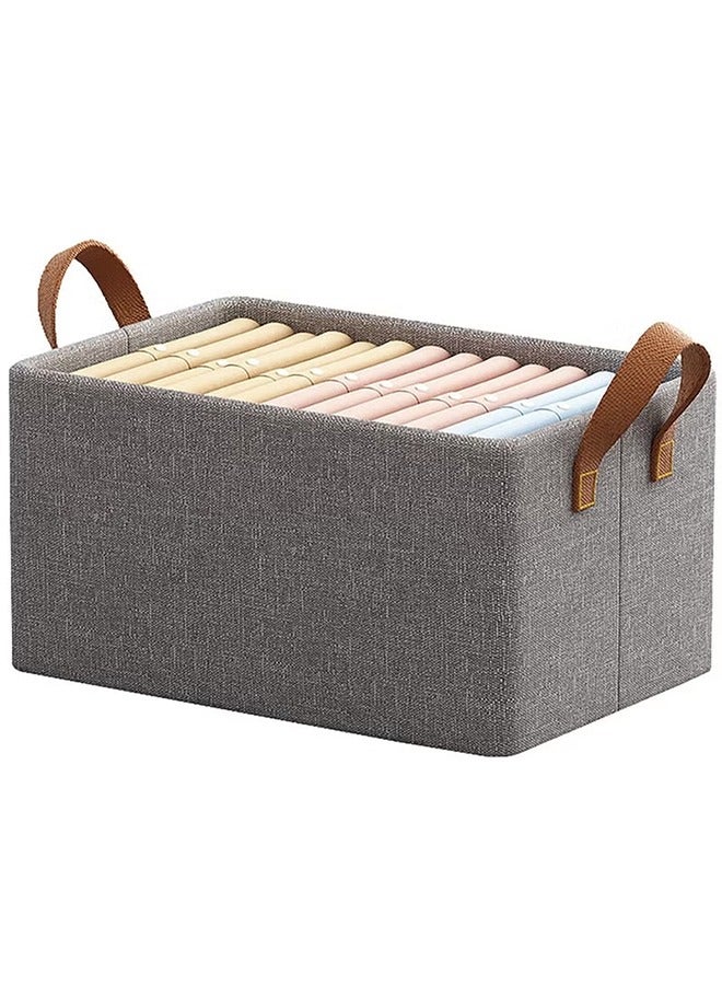 6 Pieces Frame Clothes Storage Basket Dual Handle Organizer Bin Organization Box  Double Layer Thickened for Laundry Room Bedroom（Grey） - Image 3