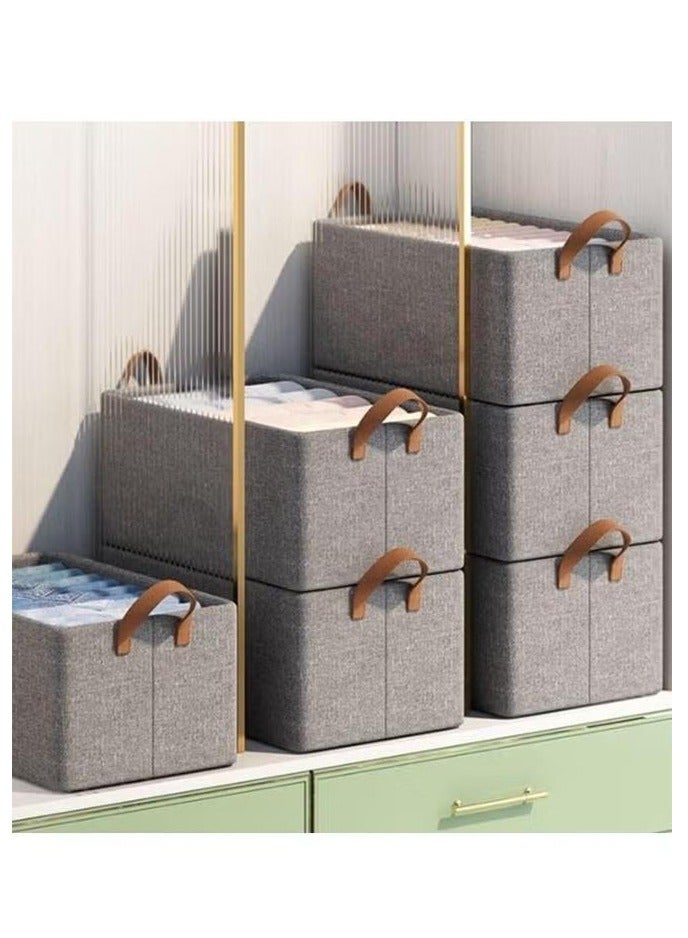 6 Pieces Frame Clothes Storage Basket Dual Handle Organizer Bin Organization Box  Double Layer Thickened for Laundry Room Bedroom（Grey） - Image 1