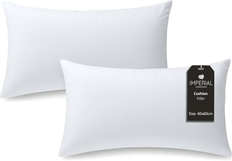 Imperial Comforts® Premium Cushion Inner insert (Pack of 2), 40 x 60 cm (16" x 24") Throw Pillow Cushion Stuffer Inserts, pads, Hollowfibre Pillows (White) - Image 1