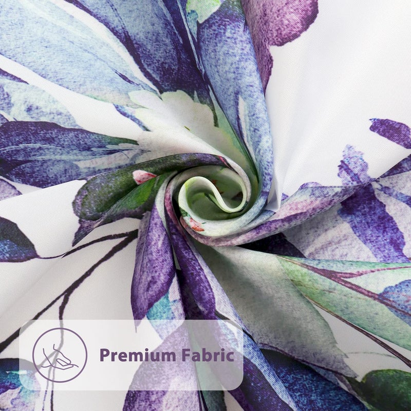 Nuseiis Long Blue Purple Shower Curtains 72 x 78  Fabric Tall Eucalyptus Leaves Shower Curtain Sets  Watercolor Floral Plant Bathroom Decor with Hooks - Image 4