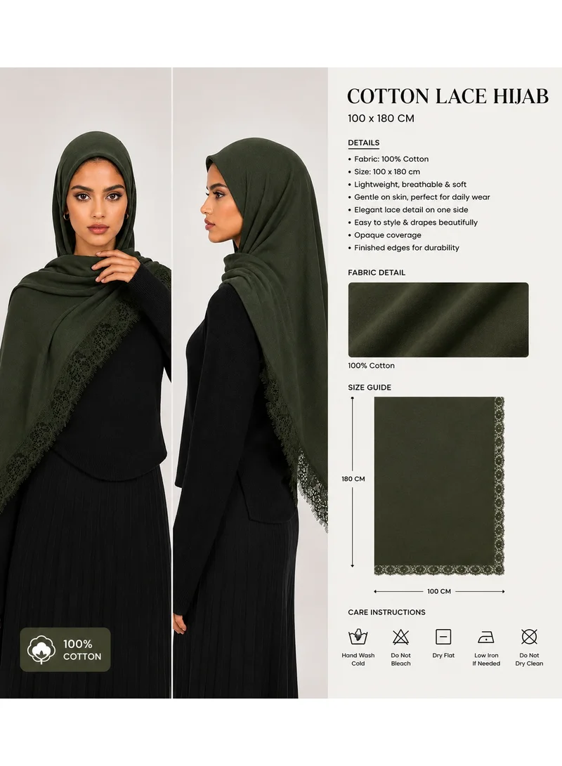 Ophelia 6pcs Jasmine Sada Premium Cotton Hijab with Lace Trim - Brown