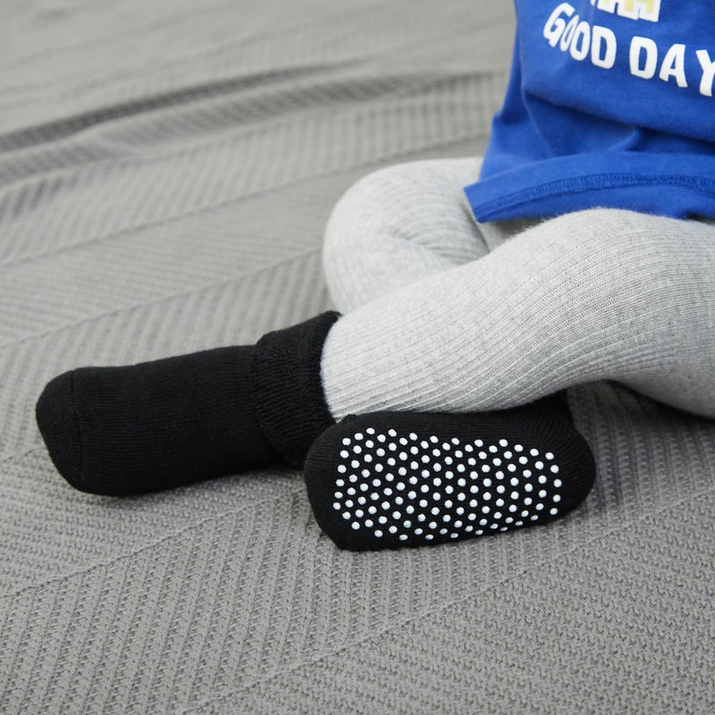 VWU Baby Toddler Kids Ankle Crew Socks with Grips Unisex Warm Thick Cotton Winter Socks 1-3T, 2 White 2 Black 2 Grey - Image 5