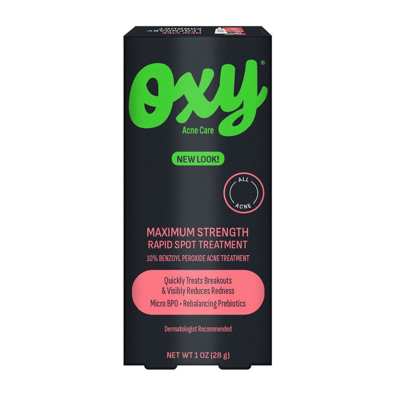 Oxy Rapid Acne Spot Treatment For Face & Body, Maximum Strength 10% Benzoyl Peroxide Acne Blemish Cream Medication for Acne and Blackheads, Prebiotic Pimple Cream for Acne Prone Skin Care, 1 oz - Image 1