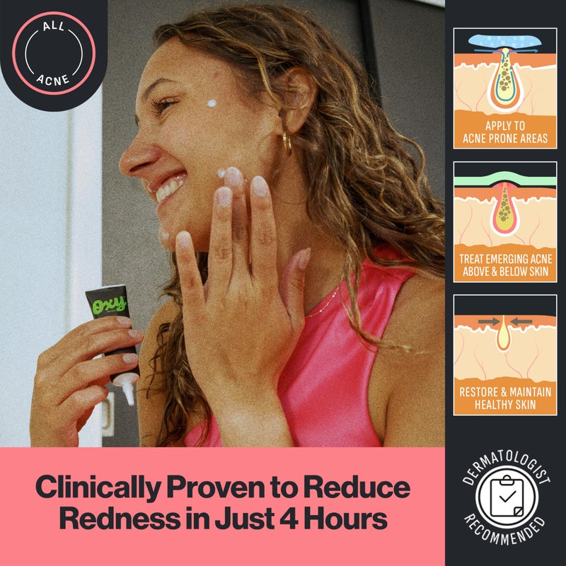 Oxy Rapid Acne Spot Treatment For Face & Body, Maximum Strength 10% Benzoyl Peroxide Acne Blemish Cream Medication for Acne and Blackheads, Prebiotic Pimple Cream for Acne Prone Skin Care, 1 oz - Image 4