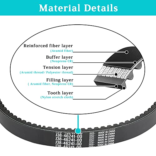 10L0L Clutch Drive Belt for Yamaha G2 G5 G8 G9 G11 G14 G16 G19 G20 G21 G22 G29/Drive 4 Cycle Gas Golf Cart, OEM J38-46241-00, J55-G6241-00-00 - Image 3