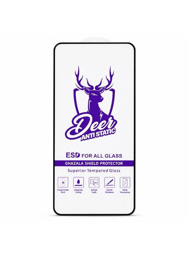 Deer ESD Anti-Static 9H Tempered Glass Screen Protector for Samsung Galaxy A71 - Full Coverage Ghazala Shield with Black Frame - Image 2