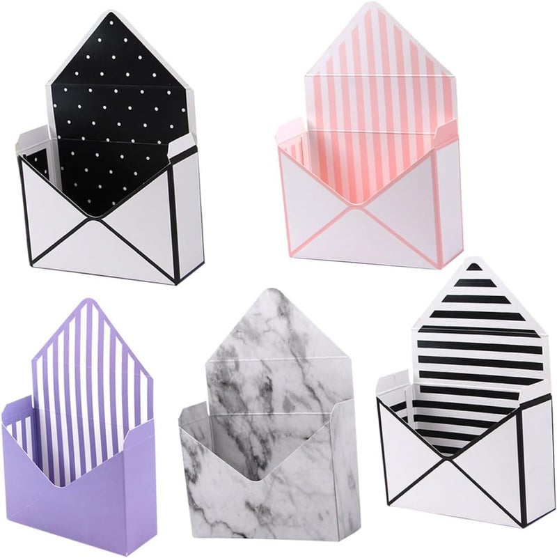 GLSTOY 5pcs Flower Wrapping Boxes Envelope Paper Cases Mixed Style Foldable Flower Storage Containers for Bouquet Packaging Presentation and Event Decoration Random Style - Image 1