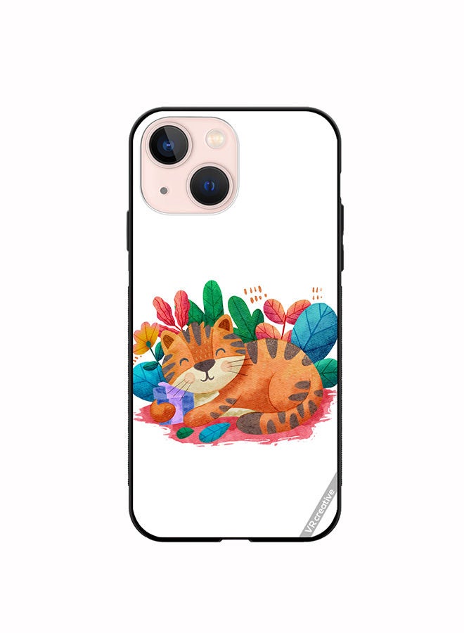 VR CREATIVE Protective Case Cover For Apple iPhone 13 mini Sleepy Cat Design Multicolour - Image 1