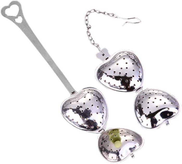 Mayata 2pcs Stainless steel fine mesh seasoning ball kitchen soup spice stew filter kitchen tool metal tea bag tea ball (2pcs heart-shaped combination), Silver - Image 3