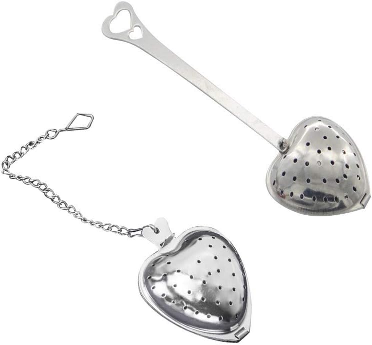 Mayata 2pcs Stainless steel fine mesh seasoning ball kitchen soup spice stew filter kitchen tool metal tea bag tea ball (2pcs heart-shaped combination), Silver - Image 1