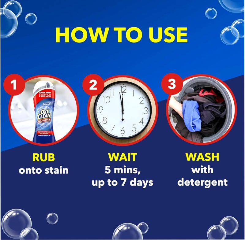 Oxiclean Oxi, Clean Max Force Stain Remover 6.2 Ounce 2-Pack – Stain Stick for Clothes, – Stain Grabbing Nubs Grease Stain Remover for Clothes – Gel Stain for 5 Stain Types - Image 4