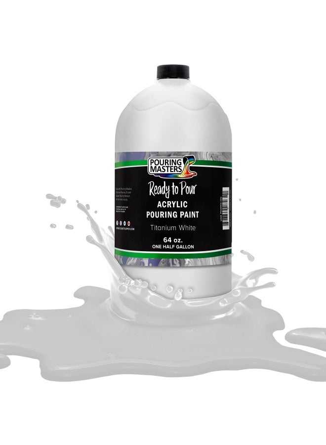 POURING MASTERS Titanium White Acrylic Ready to Pour Pouring Paint - Premium 64-Ounce Pre-Mixed Water-Based - for Canvas, Wood, Paper, Crafts, Tile, Rocks and More - Image 1