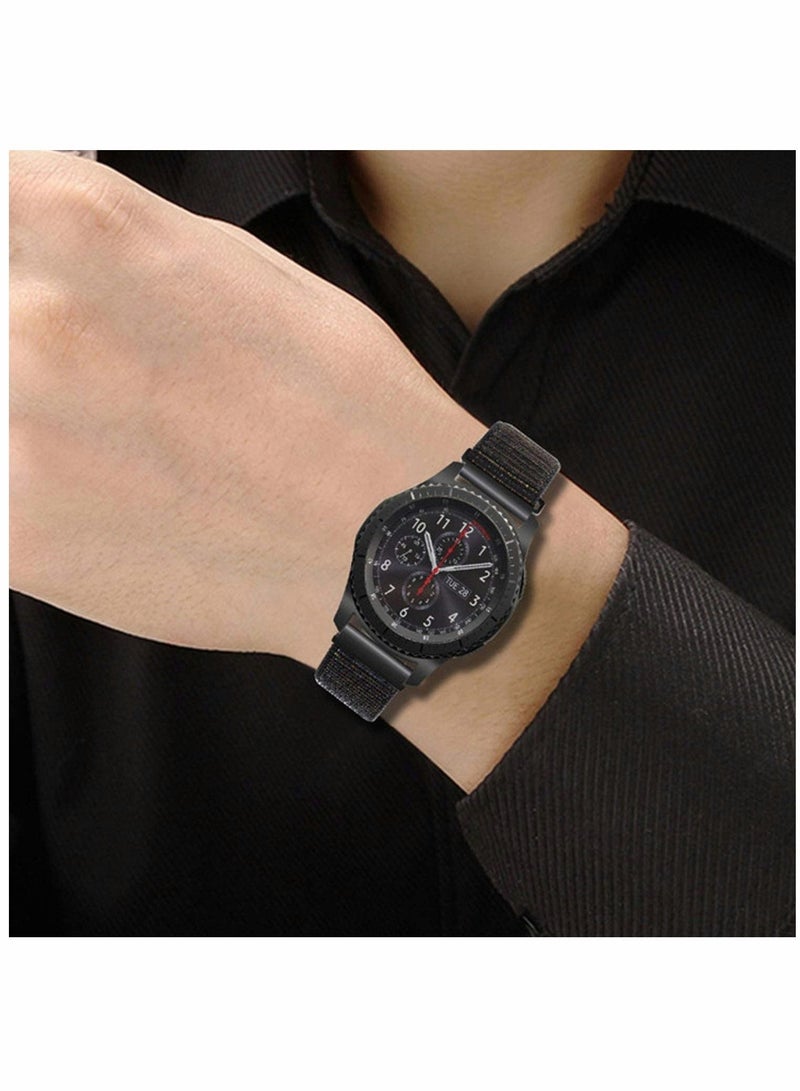 22mm Soft Nylon Watch Bands Compatible for Samsung Galaxy Watch 46mm/Samsung Galaxy Watch 3 45mm/Gear S3 Frontier/Classic, Sport Strap Wristband Replacement Bracelet for Women Men (black) - Image 2