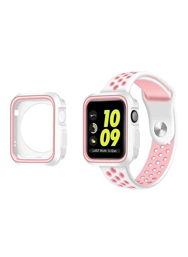 نيبمينينت غطاء واقي لساعة أبل السلسلة 3/2/1 - 42 مم وردي/أبيض - Image 1