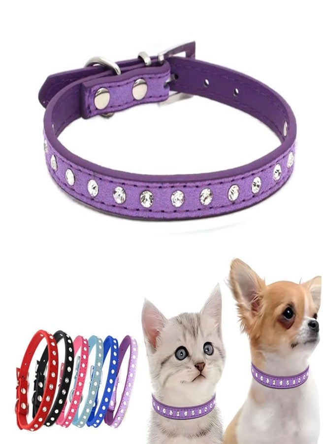 WeimoMonkey Rhinestone Dog Collar, Sparkling Fancy Soft Bling Crystal Crystal Diamond Puppy Cat Kitty Pet Collars, Adjustable for XSmall Small Medium Breed Girl Boys,Purple S - Image 1