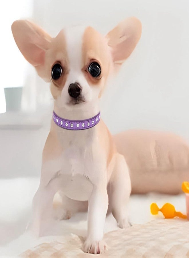 WeimoMonkey Rhinestone Dog Collar, Sparkling Fancy Soft Bling Crystal Crystal Diamond Puppy Cat Kitty Pet Collars, Adjustable for XSmall Small Medium Breed Girl Boys,Purple S - Image 2