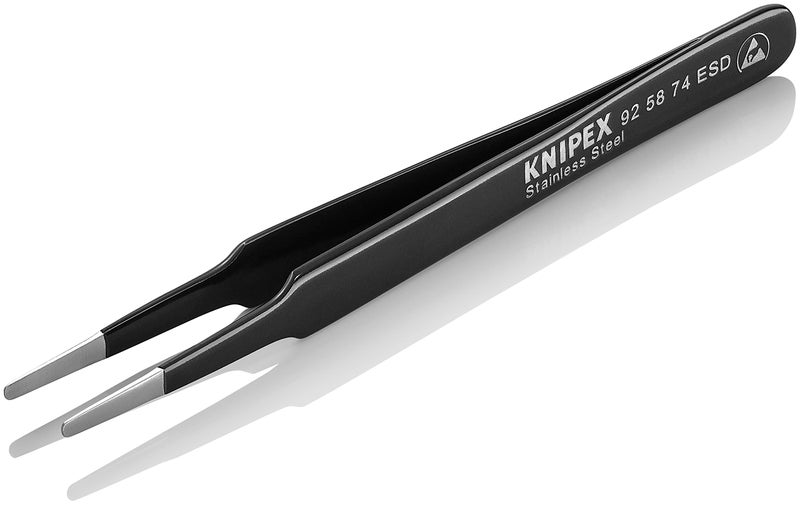KNIPEX Stainless Steel Gripping Tweezers-Blunt Tips-ESD - Image 3