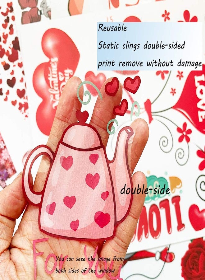 TrlaFy 149Pcs Valentine's Day Window Clings Decorations Heart Decal Party Ornaments Supplies 9 Sheets Removable Vinyl Window Sticker Decals for Home, Valentines Party, Wedding, Anniversary Decorations - Image 5