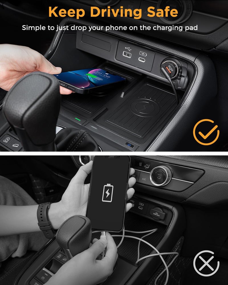 CarQiWireless Wireless Charger for Honda CRV 2023 2024 2025 2026 Cnter Console Phone Wireless Charging Pad Sport Hybrid CR-V Accessories Car Dual Position Wireless Phone Charger for CRV 2023-2026 - Image 4
