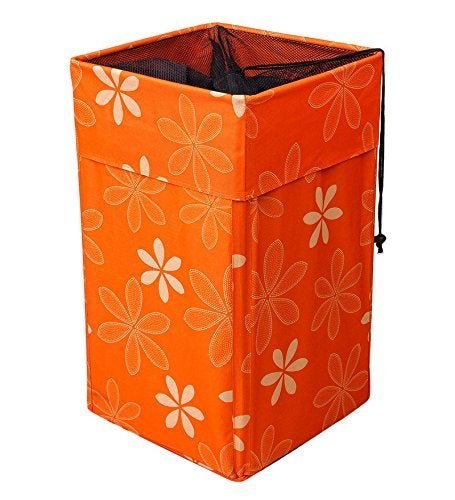 European Style SquareRectangular Shape collapsible Foldable Laundry Bag with 4 rods 1 Piece of Laundry bag Material Fabric Size 58 x 34 x 34 cm Colour DOTTED BROWN  - Image 3