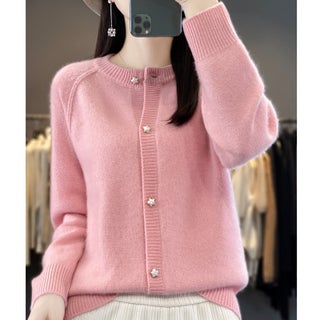 Wool Blended 2024 Autumn and Winter New Round Neck Short Solid Color Thickened Raglan Sleeve Star Button Knitted Cardigan Sweater Pink - pzsku/ZA3873ACB41D387A5B9B8Z/45/1746233404/f9ddbef9-43e7-412e-8396-c28c054f95fa