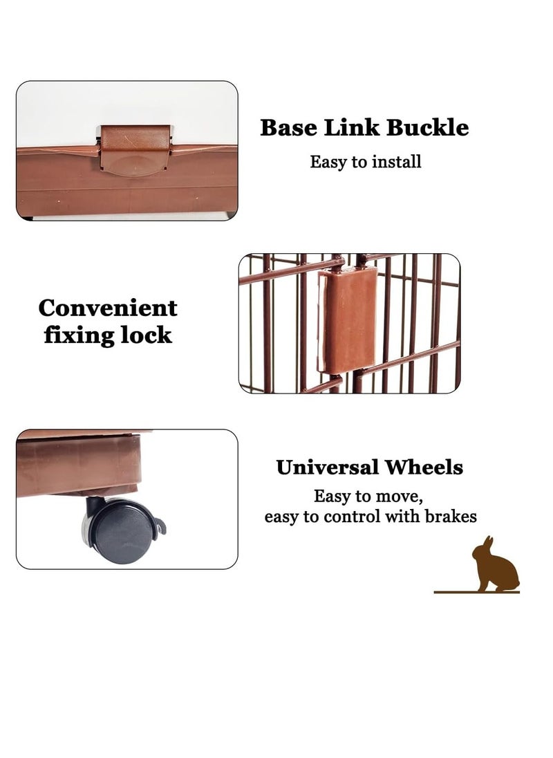 NNC PETS Pet cage for Rabbit, Durable and Metal wire, Idea for Indoor/Outdoor, Rolling wheels with Brakes, and Pull out tray, Main door with secure lock, and Easy to assembly, Portable cage, 64 cm (Chocolate)  - Image 3