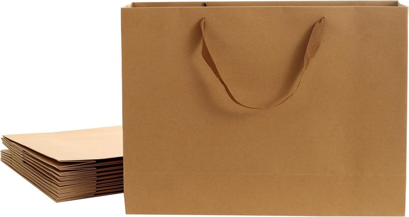 Red Dot Gift REDDOTGIFT® 10-Pack Kraft Paper Shopping Bags with Ribbon Handle - H32x43x13cm - Image 1