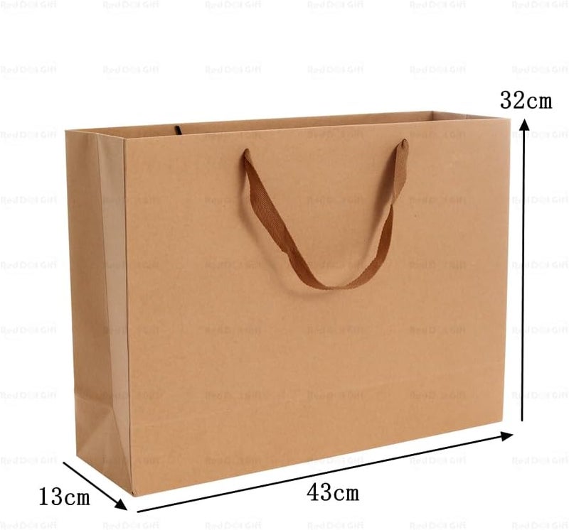 Red Dot Gift REDDOTGIFT® 10-Pack Kraft Paper Shopping Bags with Ribbon Handle - H32x43x13cm - Image 2