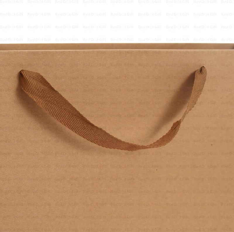 Red Dot Gift REDDOTGIFT® 10-Pack Kraft Paper Shopping Bags with Ribbon Handle - H32x43x13cm - Image 4