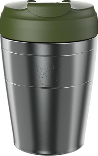 KeepCup Commuter Travel Mug Insulated Stainless Steel Reusable Coffee Cup with Spillproof Flip Lid 12oz340ml Pine - Image 1