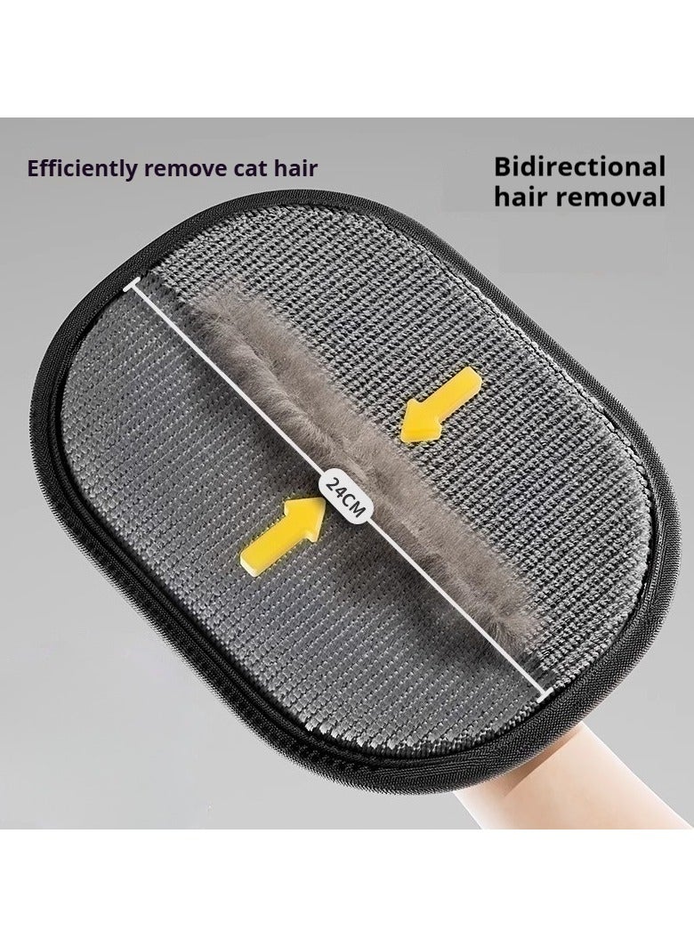 Premium Pet Grooming Gloves - Black with Yellow Accents | Large Size (25x18cm) Static Hair Remover for Cats & Dogs | Durable Polypropylene Material  - Image 2