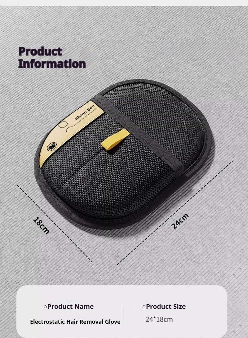 Premium Pet Grooming Gloves - Black with Yellow Accents | Large Size (25x18cm) Static Hair Remover for Cats & Dogs | Durable Polypropylene Material  - Image 5