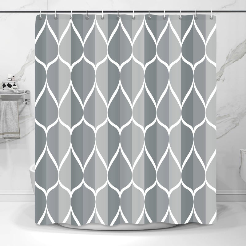 Gelbchu Grey Blue 72 x 72 Inch Cloth Shower Curtain  Waterproof Design and Polyester  Quick-Drying  Heavy Duty Shower Curtains Set for Bathroom  Machine Washable with 12 Plastic Hooks - Image 1