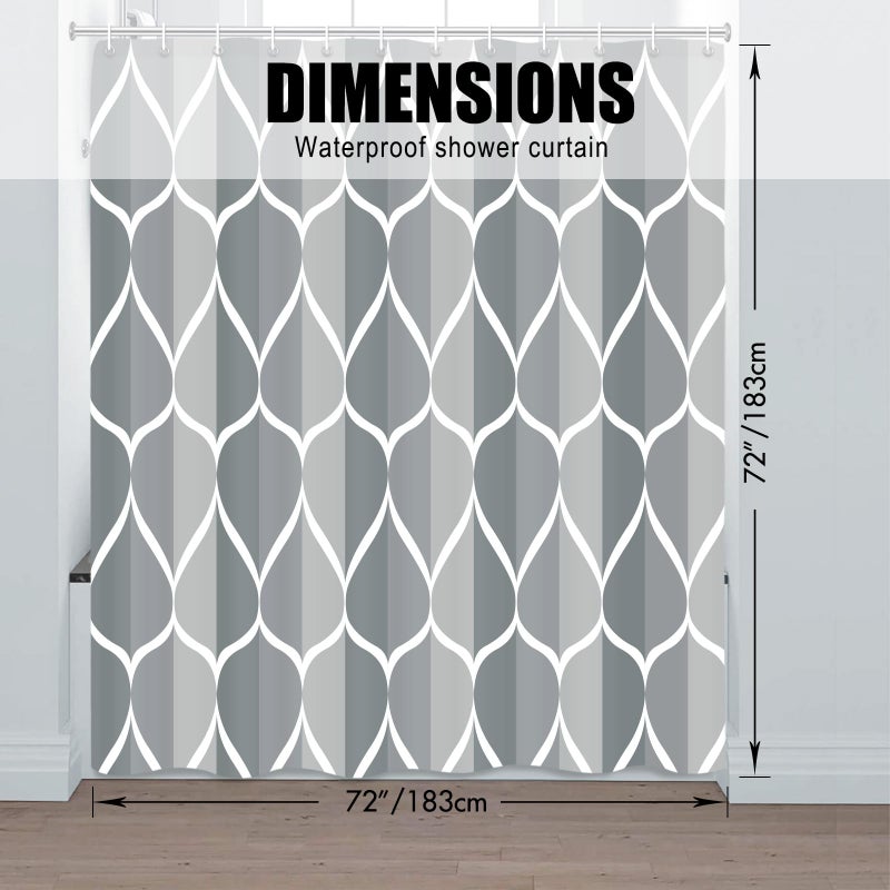 Gelbchu Grey Blue 72 x 72 Inch Cloth Shower Curtain  Waterproof Design and Polyester  Quick-Drying  Heavy Duty Shower Curtains Set for Bathroom  Machine Washable with 12 Plastic Hooks - Image 5