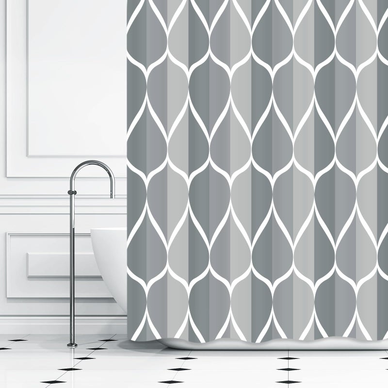 Gelbchu Grey Blue 72 x 72 Inch Cloth Shower Curtain  Waterproof Design and Polyester  Quick-Drying  Heavy Duty Shower Curtains Set for Bathroom  Machine Washable with 12 Plastic Hooks - Image 2